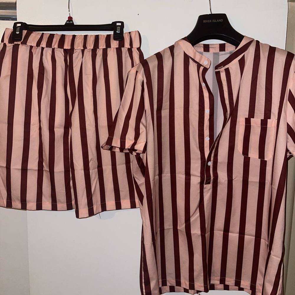 Pink and Burgundy Short Set